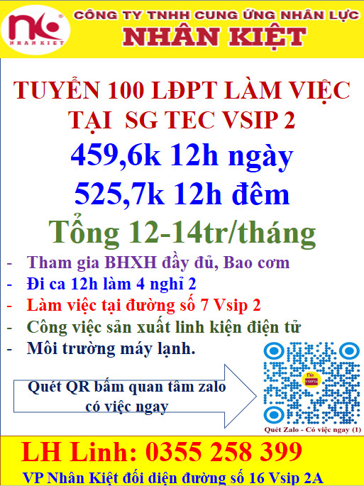 TUYỂN DỤNG GẤP 500 LĐPT LÀM TẠI CÔNG TY ĐIỆN TỬ