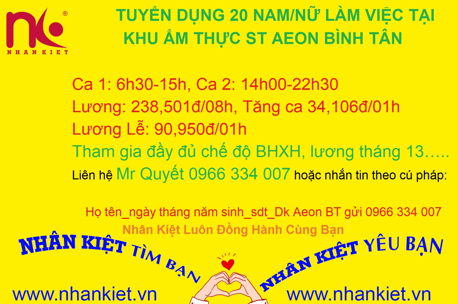 TUYỂN DỤNG NAM/NỮ LÀM VIỆC TẠI SIÊU THỊ AEON BÌNH TÂN