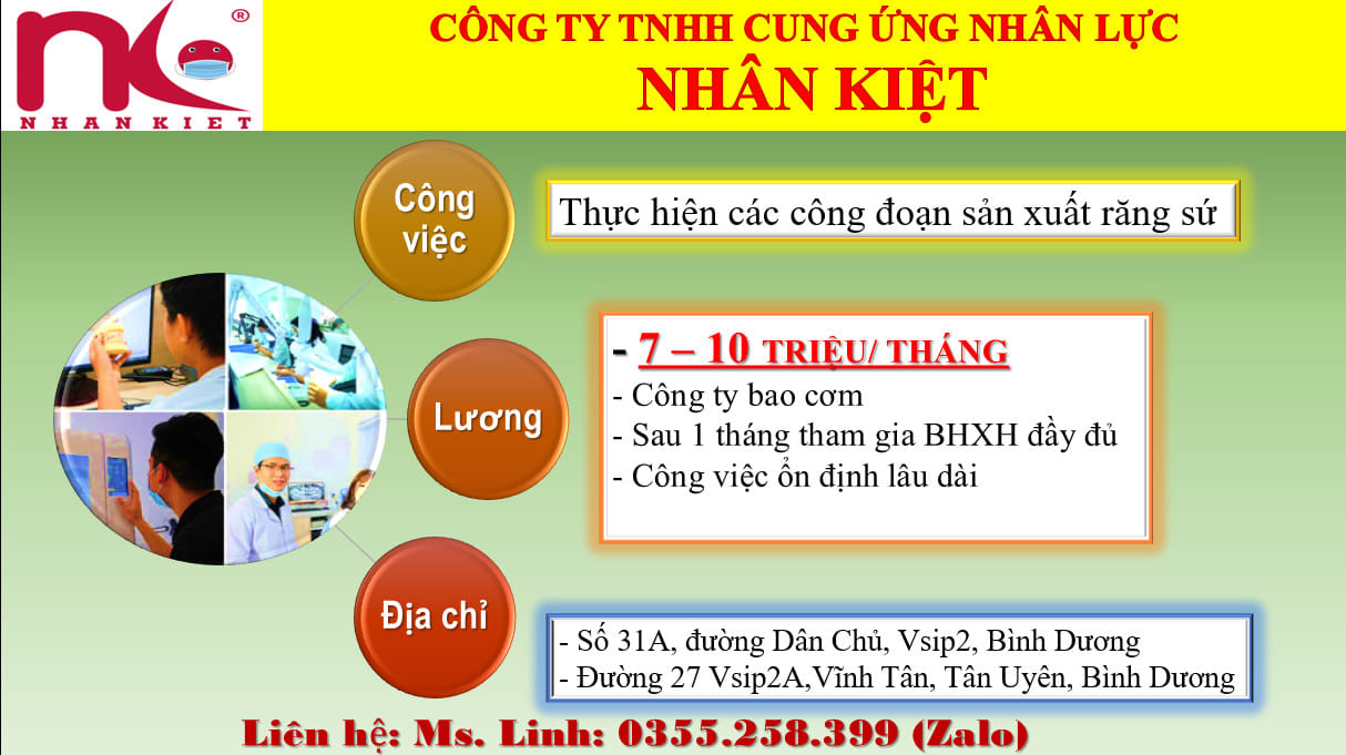 CÔNG TY NHÂN KIỆT TUYỂN DỤNG 200 LĐPT LÀM VIỆC TẠI VSIP2 VÀ VSIP2A