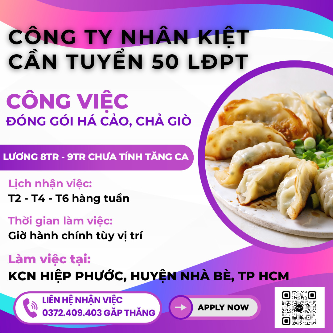[TUYỂN DỤNG]- Khu Vực Nhà Bè, TP HCM✅